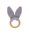 UP-bj_6511,Jucarie dentitie din bumbac cu inel din lemn BabyJem Amigurumi (Culoare: Gri)