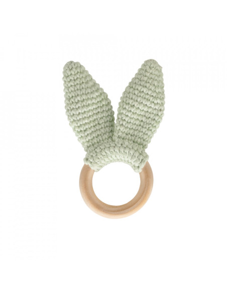 UP-bj_6511,Jucarie dentitie din bumbac cu inel din lemn BabyJem Amigurumi (Culoare: Gri)