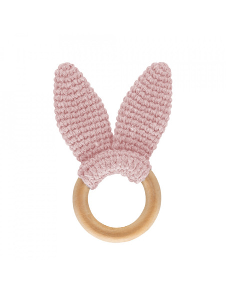 UP-bj_6511,Jucarie dentitie din bumbac cu inel din lemn BabyJem Amigurumi (Culoare: Gri)