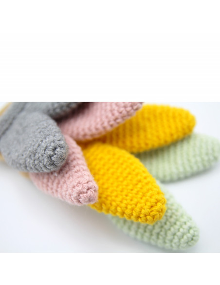 UP-bj_6511,Jucarie dentitie din bumbac cu inel din lemn BabyJem Amigurumi (Culoare: Gri)