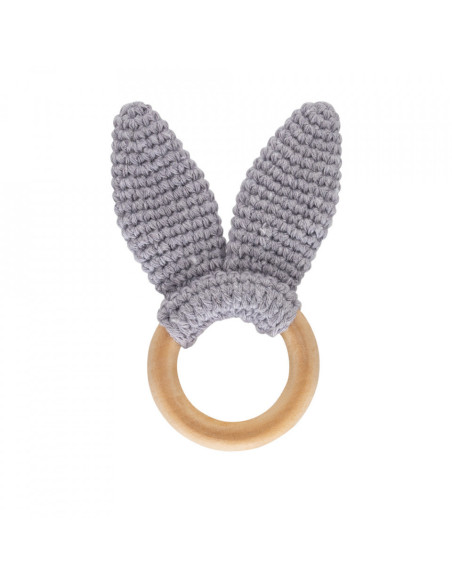 UP-bj_6514,Jucarie dentitie din bumbac cu inel din lemn BabyJem Amigurumi (Culoare: Roz)