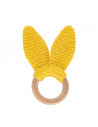 UP-bj_6512,Jucarie dentitie din bumbac cu inel din lemn BabyJem Amigurumi (Culoare: Galben)