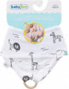 UP-bj_6782,Baveta din muselina cu inel din lemn BabyJem (Model: Dino)