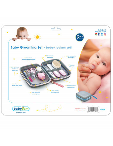 UP-bj_3633,Set ingrijire bebelusi cu 9 piese BabyJem Grooming Set (Culoare: Gri)