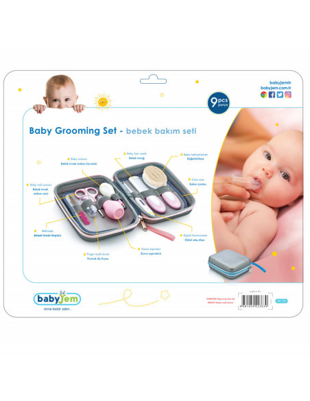 UP-bj_3633,Set ingrijire bebelusi cu 9 piese BabyJem Grooming Set (Culoare: Gri)