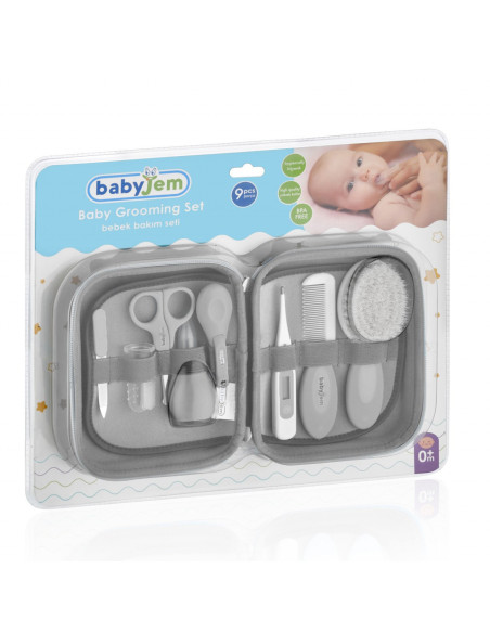 UP-bj_3633,Set ingrijire bebelusi cu 9 piese BabyJem Grooming Set (Culoare: Gri)