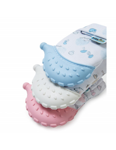 UP-bj_6122,Manusa bebelusi pentru dentitie Scratch Gloves (Culoare: Alb)