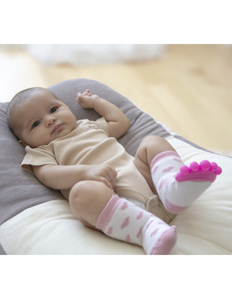 UP-bj_6523,Sosete cu accesoriu dentitie BabyJem Teether Socks (Culoare: Gri)