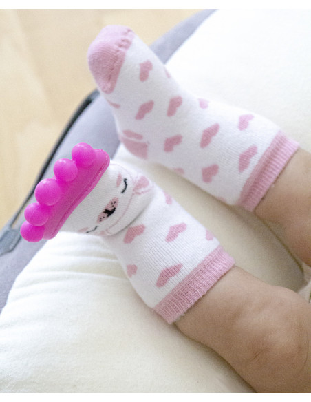 UP-bj_6523,Sosete cu accesoriu dentitie BabyJem Teether Socks (Culoare: Gri)