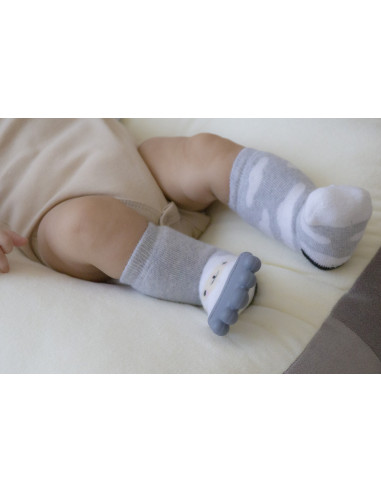 UP-bj_6523,Sosete cu accesoriu dentitie BabyJem Teether Socks (Culoare: Gri)