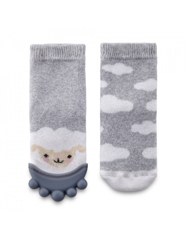 UP-bj_6523,Sosete cu accesoriu dentitie BabyJem Teether Socks (Culoare: Gri)