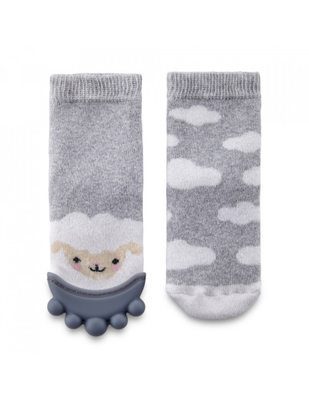 UP-bj_6523,Sosete cu accesoriu dentitie BabyJem Teether Socks (Culoare: Gri)