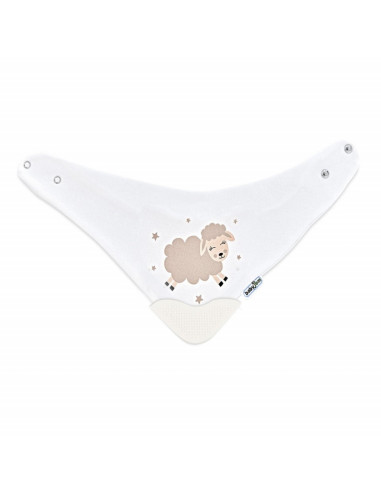 UP-bj_3743,Baveta triunghi cu accesoriu dentitie BabyJem Cowboy Bib (Culoare: Ecru)