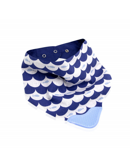 UP-bj_6864,Baveta tip bandana cu jucarie dentitie (Culoare: Indigo)