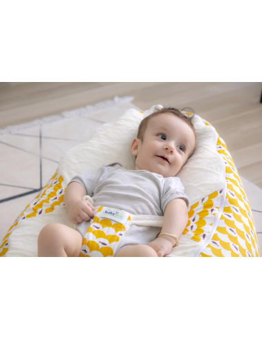 UP-bj_3484,Fotoliu pentru bebelusi cu ham de siguranta Baby Bean Bed (Culoare: Alb)