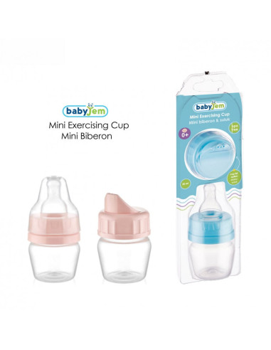 UP-bj_6611,Mini biberon 2 in 1 Cana si biberon din sticla BabyJem 30 ml (Culoare: Gri)
