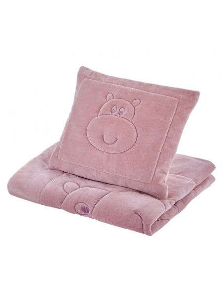 UP-bj_6642,Set pernuta si paturica din plus Bear BabyJem (Culoare: Roz)