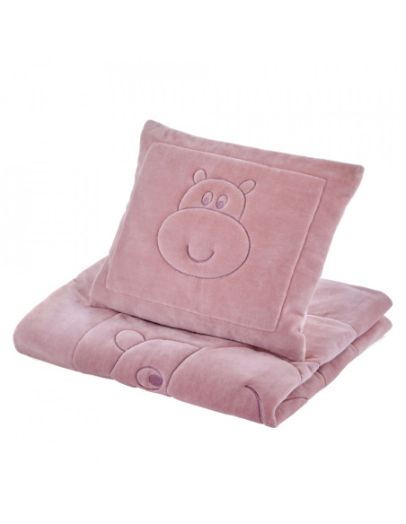 UP-bj_6642,Set pernuta si paturica din plus Bear BabyJem (Culoare: Roz)