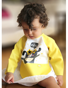 UP-bj_0343,Baveta cu maneci si buzunar BabyJem Polly Bib (Culoare: Galben) 2