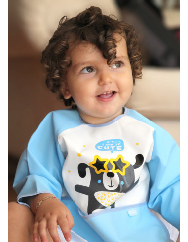 UP-bj_0344,Baveta cu maneci si buzunar BabyJem Polly Bib (Culoare: Bleu) UP-bj_0344,Baveta cu maneci si buzunar BabyJem Polly Bib (Culoare: Bleu)