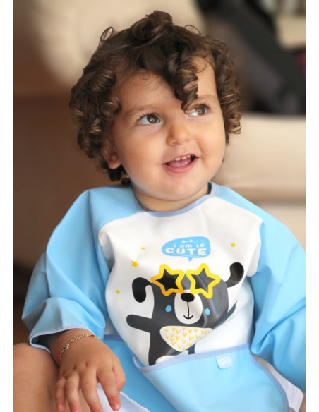 UP-bj_0344,Baveta cu maneci si buzunar BabyJem Polly Bib (Culoare: Bleu) UP-bj_0344,Baveta cu maneci si buzunar BabyJem Polly Bib (Culoare: Bleu)