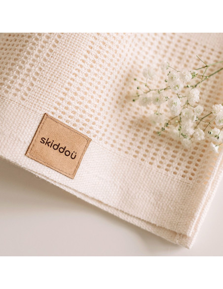 UP-sk_2090111,Paturica nou nascut Skiddou Lindi, 100% bumbac, Crem, 75x100cm