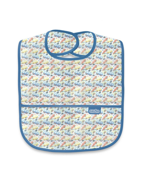UP-bj_8403,Baveta cu 2 fete si buzunar, BabyJem, 24x35 cm (Culoare: Bleu)