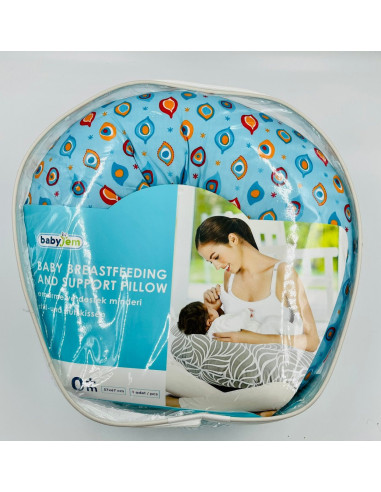 UP-bj_0827,Perna pentru alaptat 2 in 1 Nursing Pillow Paun, BabyJem (Culoare: Albastru)