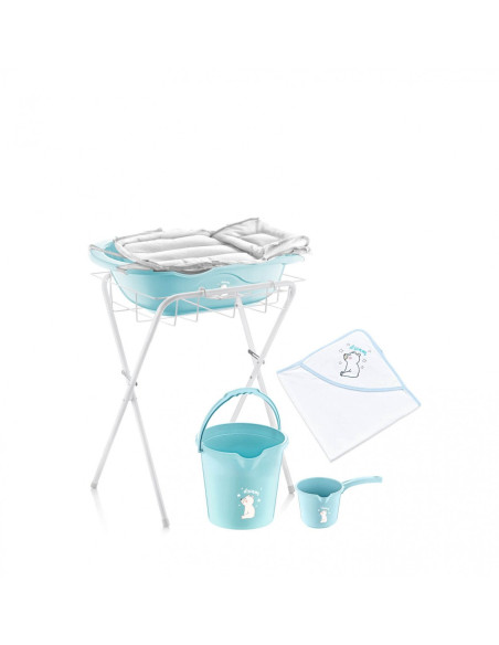 UP-bj_5743,Set de baie complet pentru bebelusi cu 6 piese, BabyJem (Culoare: Bleu)