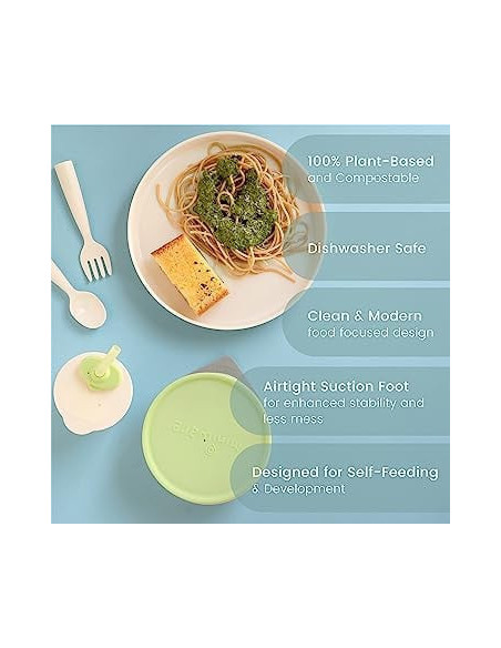 UP-mw_MWLFVC,Set diversificare hrana bebelusi Miniware Little Foodie, 100% din materiale naturale biodegradabile, 6 piese, Vanil