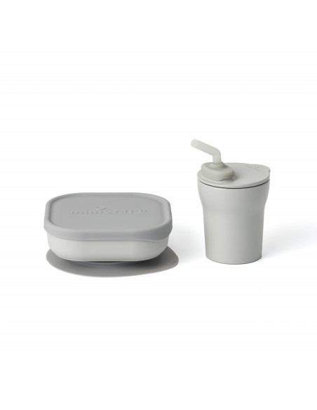 UP-mw_MWSKGG,Set diversificare hrana bebelusi Miniware Sip&Snack, 100% din materiale naturale biodegradabile, 3 piese, Grey