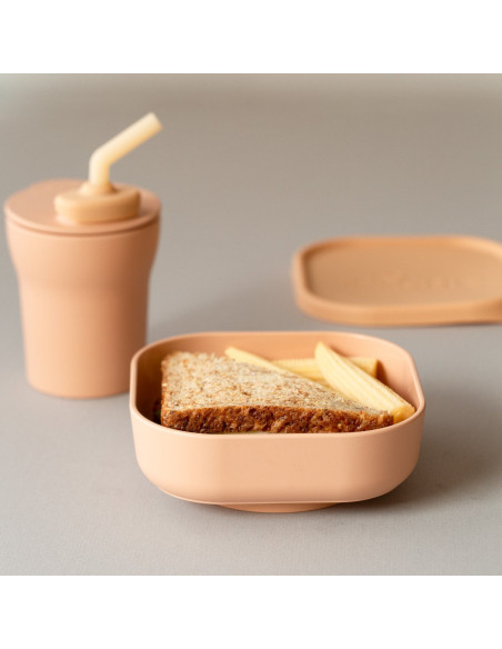 UP-mw_MWSKTT,Set diversificare hrana bebelusi Miniware Sip&Snack, 100% din materiale naturale biodegradabile, 3 piese, Toffee