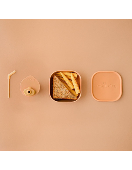 UP-mw_MWSKTT,Set diversificare hrana bebelusi Miniware Sip&Snack, 100% din materiale naturale biodegradabile, 3 piese, Toffee