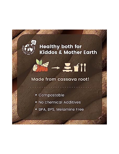 UP-mw_MWSKTT,Set diversificare hrana bebelusi Miniware Sip&Snack, 100% din materiale naturale biodegradabile, 3 piese, Toffee