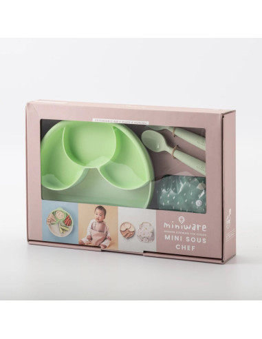 UP-mw_MSCHS-T,Set diversificare hrana bebelusi Miniware Mini Sous Chef 100% din materiale naturale biodegradabile, 6 piese, Hot 