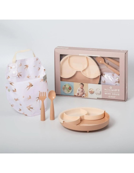 UP-mw_MSCGH-T,Set diversificare hrana bebelusi Miniware Mini Sous Chef 100% din materiale naturale biodegradabile, 6 piese, Gold
