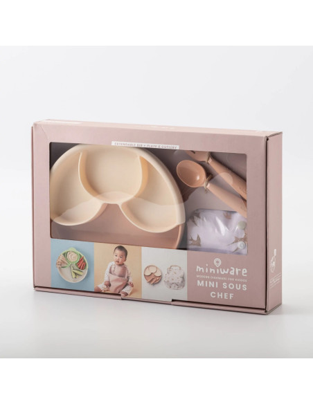 UP-mw_MSCGH-T,Set diversificare hrana bebelusi Miniware Mini Sous Chef 100% din materiale naturale biodegradabile, 6 piese, Gold