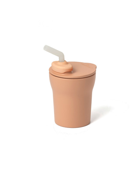 UP-mw_MWSCTT,Pahar cu capac si pai antrenament bebelusi Miniware 1-2-3 Sip!, 100% din materiale naturale biodegradabile, Toffee