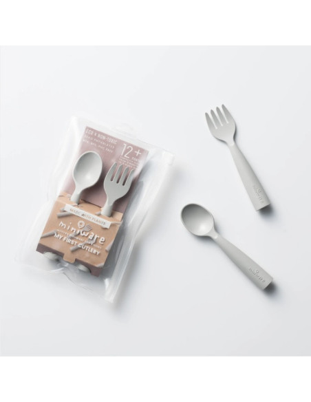 UP-mw_MWMFCG,Set de tacamuri bebelusi Miniware My First Cutlery, 100% din materiale naturale biodegradabile, Dove Grey