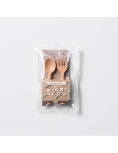 UP-mw_MWMFCT,Set de tacamuri bebelusi Miniware My First Cutlery, 100% din materiale naturale biodegradabile, Toffee