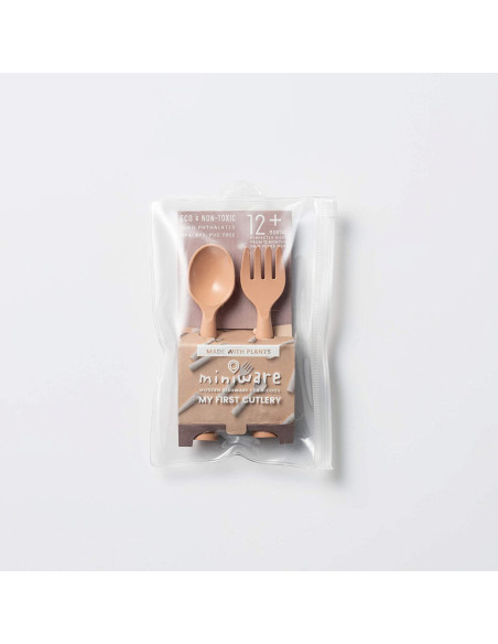 UP-mw_MWMFCT,Set de tacamuri bebelusi Miniware My First Cutlery, 100% din materiale naturale biodegradabile, Toffee