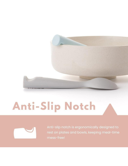 UP-mw_MWTSGC,Set de lingurite bebelusi Miniware, 100% silicon alimentar, Grey+Cotton candy