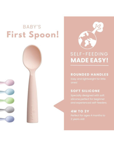 UP-mw_MWTSGC,Set de lingurite bebelusi Miniware, 100% silicon alimentar, Grey+Cotton candy