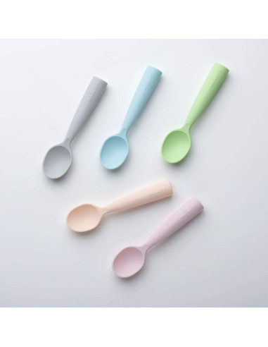 UP-mw_MWTSGC,Set de lingurite bebelusi Miniware, 100% silicon alimentar, Grey+Cotton candy