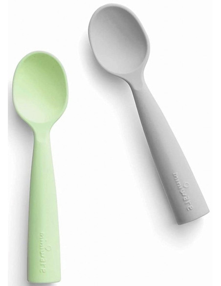 UP-mw_MWTSGK,Set de lingurite bebelusi Miniware, 100% silicon alimentar, Grey+Keylime