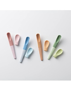 UP-mw_P2PS7BB,Set de lingurite 2 in 1 bebelusi Miniware Pre2PRO, 100% din materiale naturale biodegradabile, Blue Banana 2