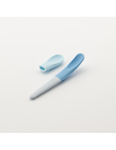 UP-mw_P2PS7BB,Set de lingurite 2 in 1 bebelusi Miniware Pre2PRO, 100% din materiale naturale biodegradabile, Blue Banana