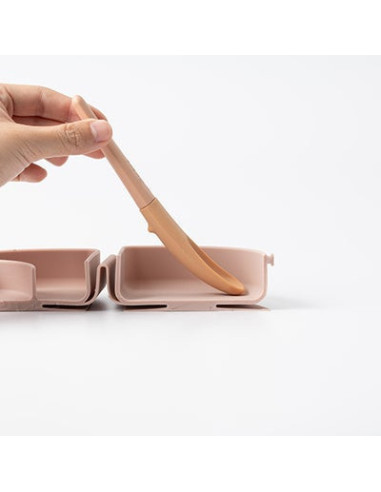 UP-mw_P2PS7BB,Set de lingurite 2 in 1 bebelusi Miniware Pre2PRO, 100% din materiale naturale biodegradabile, Blue Banana