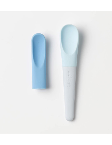 UP-mw_P2PS7BB,Set de lingurite 2 in 1 bebelusi Miniware Pre2PRO, 100% din materiale naturale biodegradabile, Blue Banana