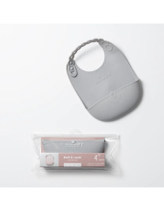 UP-mw_SBIBG,Baveta bebelusi Miniware Roll & Lock, 100% din silicon alimentar, Grey